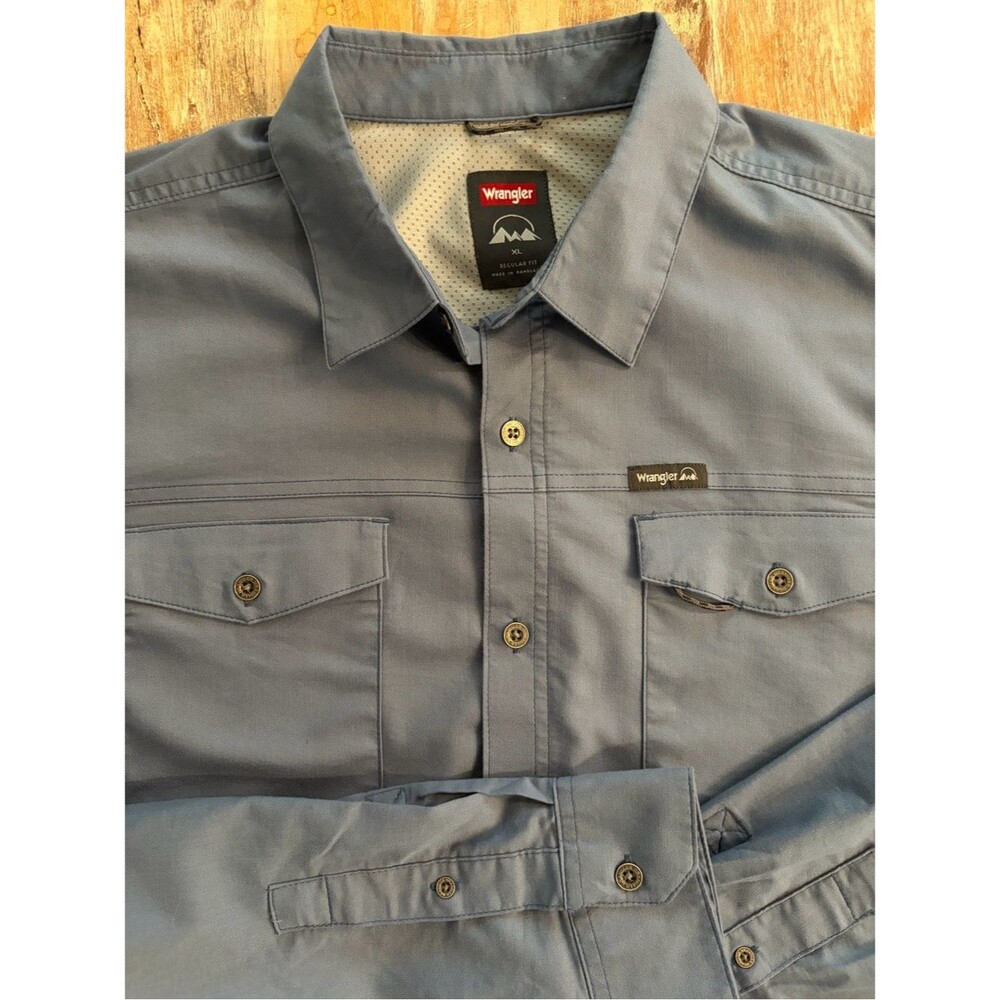 Wrangler XL Outdoor Long Sleeve Button Down Utility Shirt‎ UPF 30+ Regular Fit - Picture 3 of 16